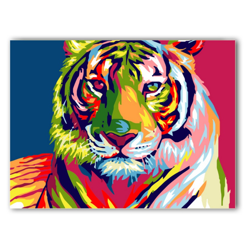 Acrylic DIY Painted Tiger Paint By Number kit Painting On Canvas 12X16